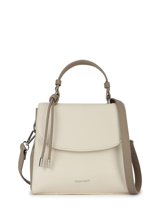 Fastrack Structured Satchel Bag for Women | Faux Leather Handbag with Knotted Handle, 3 Compartments, Inner and Outer Pockets | Elegant Everyday Satchel for Work, Travel and Casual Use - Image 1